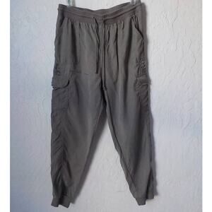 Knox Rose Beige Taupe Jogger Casual Pants Women Small Cargo Pocket Elastic Waist